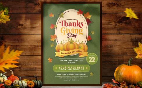 传统的感恩节海报设计模板 (AI,PSD)