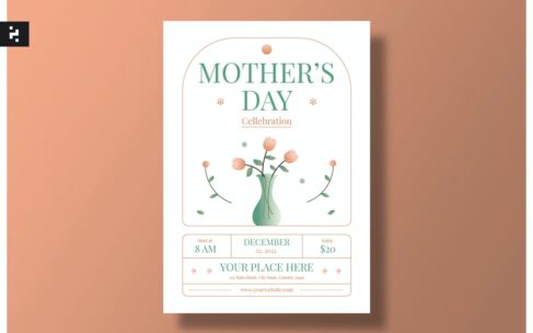 高品质的时尚高端清新简约多用途的母亲节宣传单海报设计模板-AI, EPS, PSD