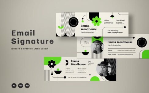 高品质的时尚高端电子签名邮件banner海报设计模板-AI, PSD, XD