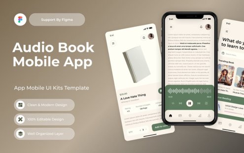 音频书籍移动应用 APP UI KIT (FIG)