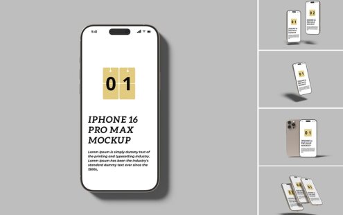 iPhone 16 Pro Max 手机模型样机 (PSD,PDF)