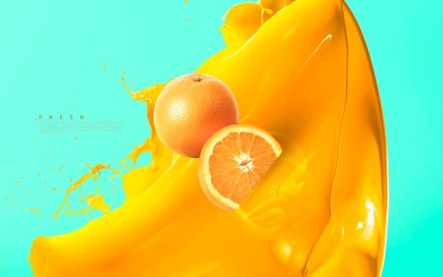 香橙果汁新鲜水果海报设计模板 (psd)