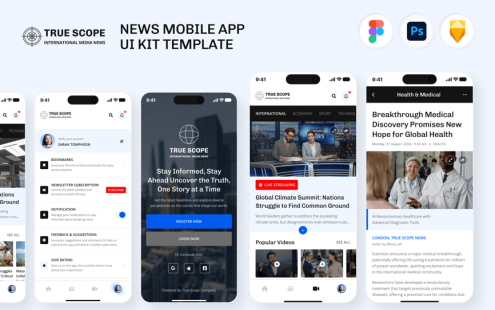 新闻移动应用 APP UI KIT (FIG,PSD,SKETCH)