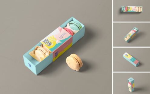 马卡龙的食物盒模型样机 (PSD)