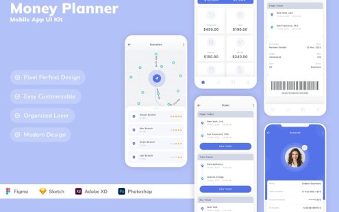 理财规划师移动应用APP UI KIT (SKETCH,FIG,XD,PSD)