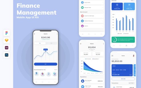 财务管理移动应用APP UI KIT (SKETCH,FIG,XD,PSD)