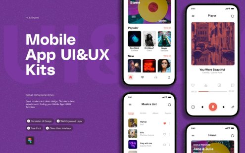 世界音乐 – 移动应用APP UI KIT (FIG)