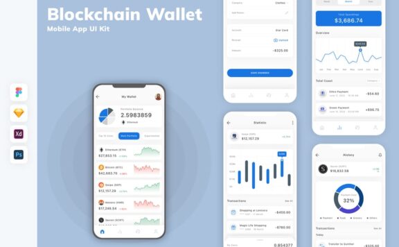 区块链钱包移动应用APP UI KIT (SKETCH,FIG,XD,PSD)