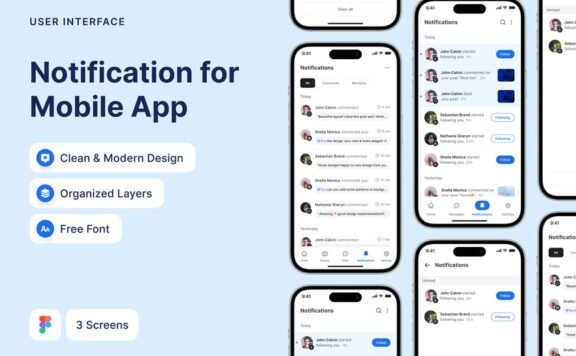 资讯移动应用程序v2通知 APP UI KIT (FIG)