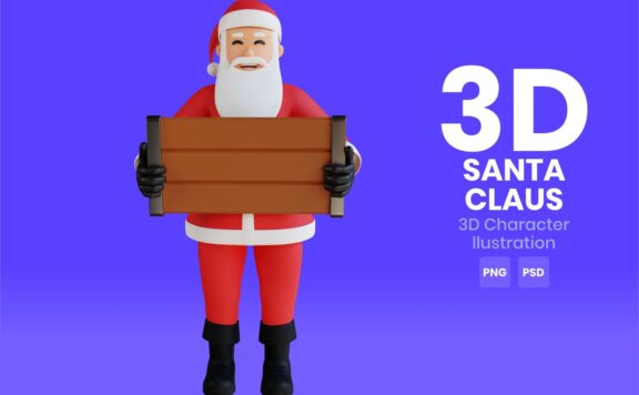 圣诞老人3D角色插画(PNG,PSD)