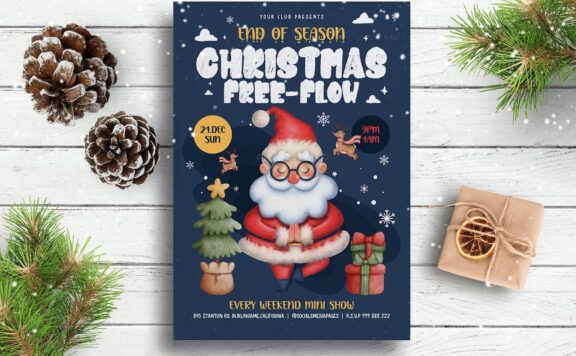 卡通圣诞节活动海报模版 (PSD)