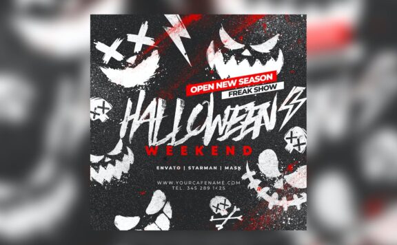 万圣节简单符号海报模版 (PSD)