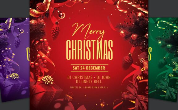 典型圣诞节传单海报模版 (PSD)