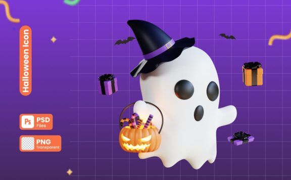 3D万圣节小鬼插画套装 (PNG,PSD)