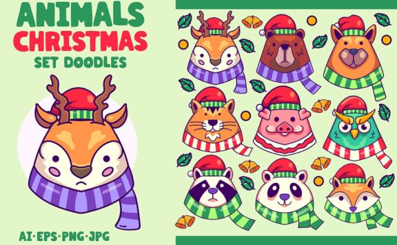 圣诞节鹿矢量插画 (AI,EPS,JPG,PNG)