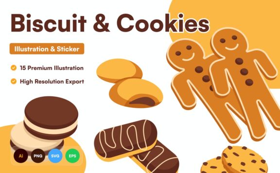 姜饼人圣诞风格插画 (AI,EPS,SVG,PNG)