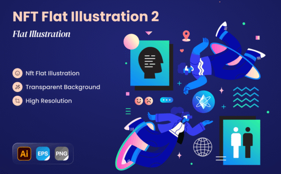 Nft 扁平化插画 2 (AI,EPS,JPG,PNG)