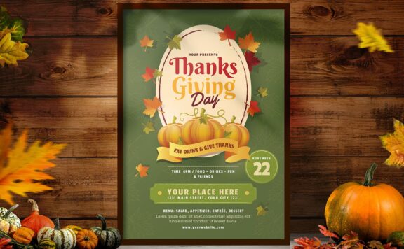 传统的感恩节海报设计模板 (AI,PSD)