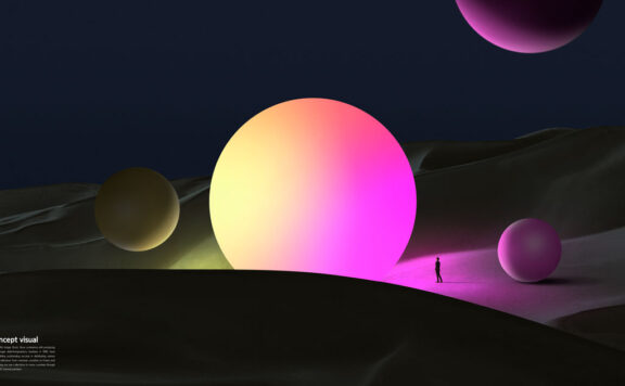 渐变星球抽象概念视觉海报设计模板 (psd)