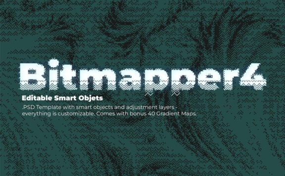 复古扫描半色调位图效果模板 (psd,grd)