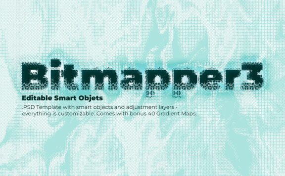 复古像素位图效果模板 (psd,grd)