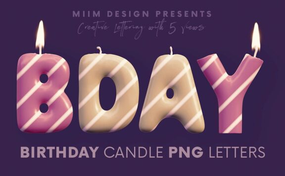 生日蜡烛-3D刻字 (PNG)