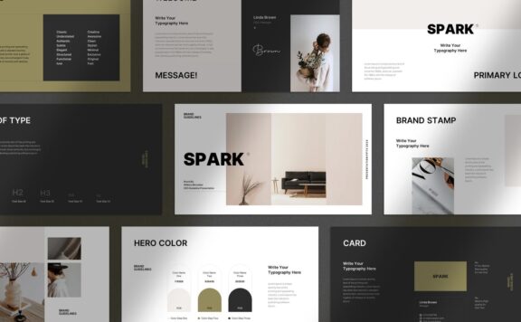 时尚高端专业的高品质品牌手册指南VI设计powerpoint幻灯片演示模板（pptx）