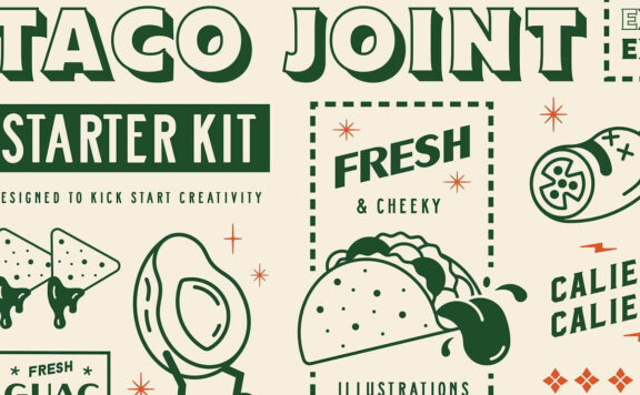 墨西哥卷饼矢量餐厅插画套件 (ai)