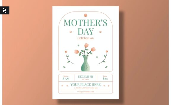 高品质的时尚高端清新简约多用途的母亲节宣传单海报设计模板-AI, EPS, PSD