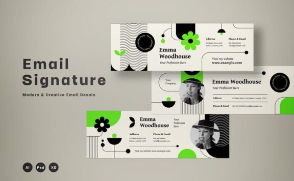 高品质的时尚高端电子签名邮件banner海报设计模板-AI, PSD, XD