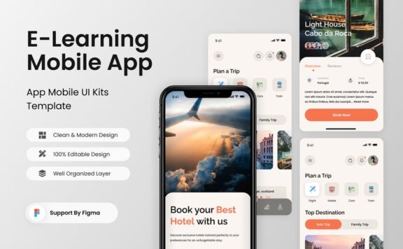 旅行预订移动应用APP UI KIT (FIG)