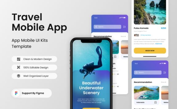旅行移动应用APP UI KIT (FIG)