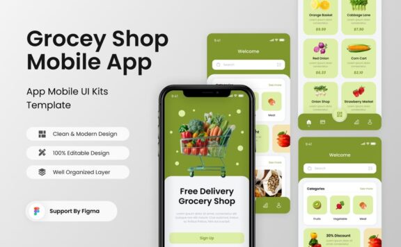 生鲜杂货店移动应用APP UI KIT (FIG)