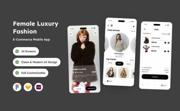 奢侈品时尚电子商务移动应用APP UI KIT (FIG,SKETCH,XD)