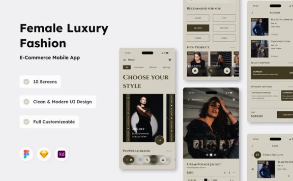 时尚电子商务移动应用APP UI KIT (FIG,SKETCH,XD)