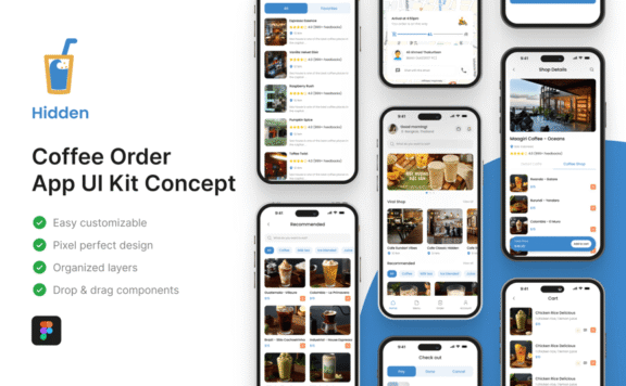 咖啡订购应用APP UI KIT (FIG)