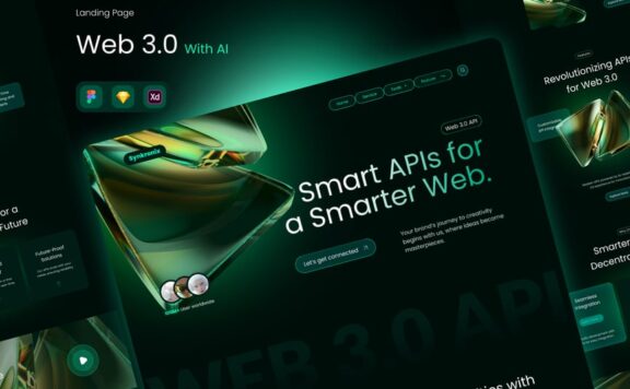 具有 AI 着陆页面的 Web 3.0 UI模板 (FIG,SKETCH,XD)