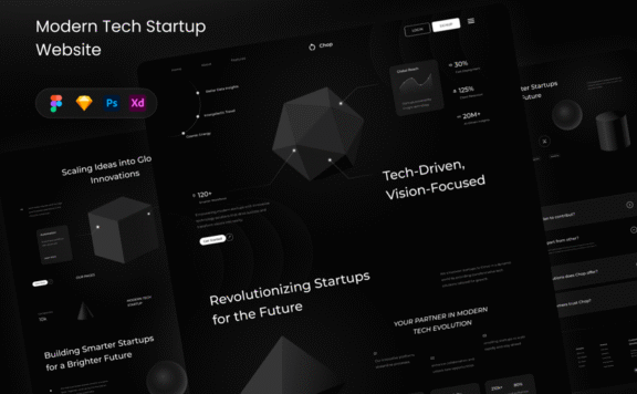 现代科技创业网站UI模板 (FIG,PSD,SKETCH,XD)