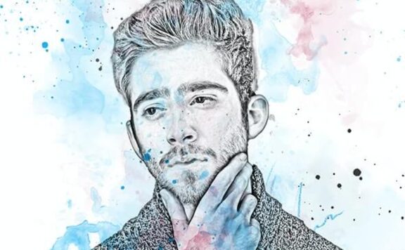 铅笔素描绘画效果照片模板 (psd)