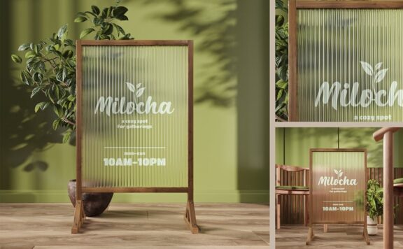 磨砂玻璃LOGO模型样机 (PSD)