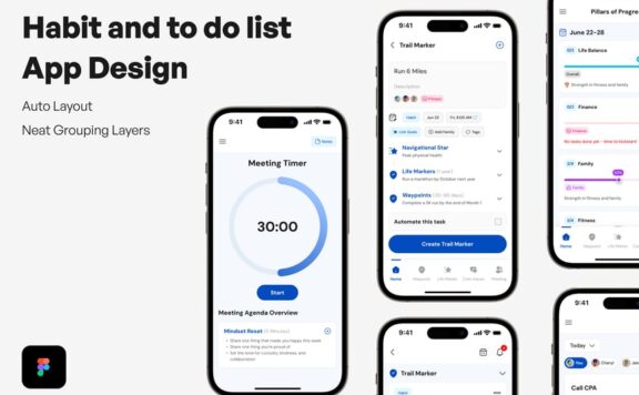 习惯行为和列表应用APP UI KIT (FIG)