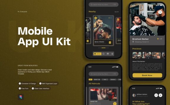 皇家理发师 – 移动应用APP UI KIT (FIG)
