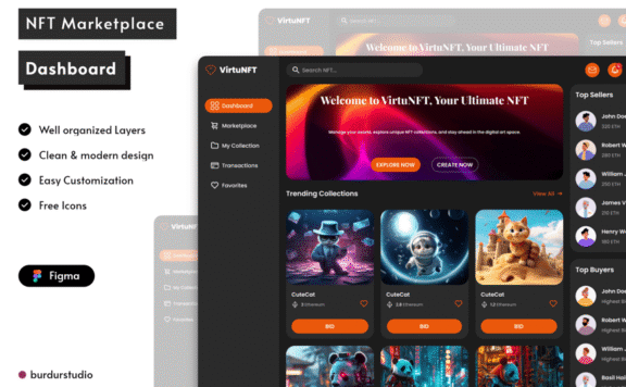 NFT市场仪表板网页模板 (FIG)