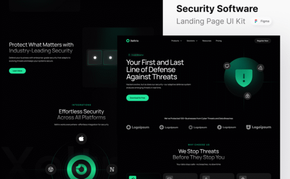 安全软件着陆页网页UI模板 (FIG)