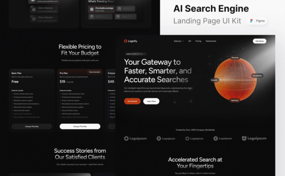 AI搜索引擎着陆页网页UI模板 (FIG)