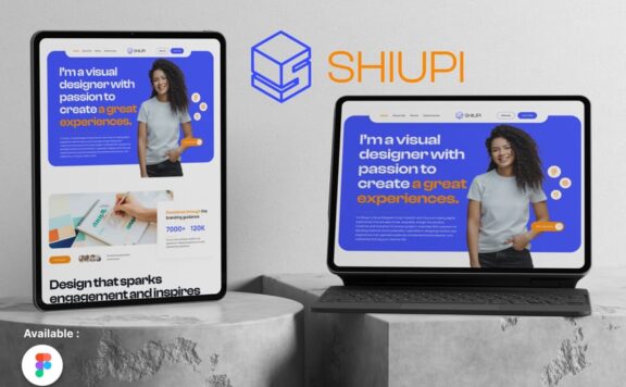 图形设计师投资组合着陆页网页UI模板 (FIG)