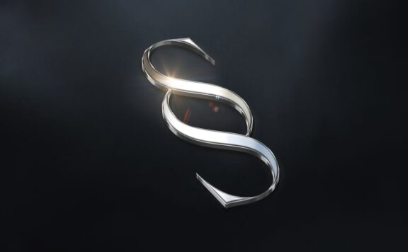 3D 镀铬徽标模型样机 (PSD)