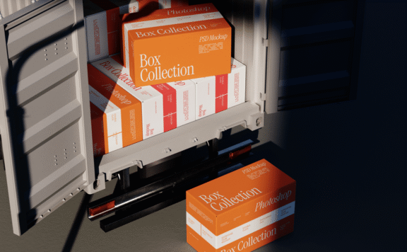 快递盒模型样机 (PSD)