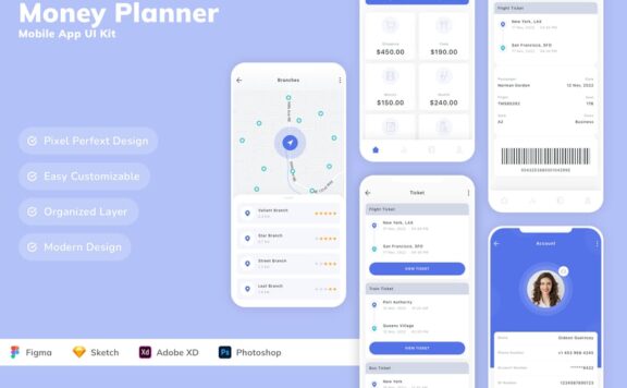 理财规划师移动应用APP UI KIT (SKETCH,FIG,XD,PSD)