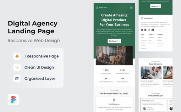 数字代理着陆页面网页UI模版 (FIG)